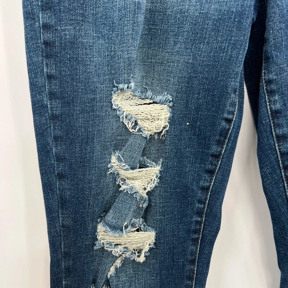 Judy Blue 7/28‎ Boyfriend Jeans Womens Medium Wash Distressed Raw Hem
